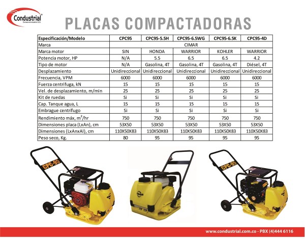 PLACA COMPACTADORA A GASOLINA - CIMAR - CPC95-6.5K