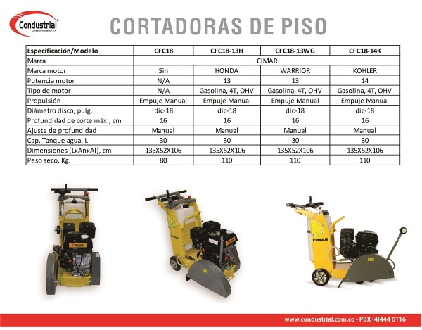 CORTADORA DE PISO A GASOLINA 4T - CIMAR - CFC18
