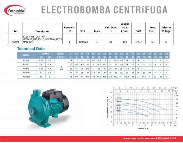 ELECTROBOMBA CENTRIFUGA ACM75