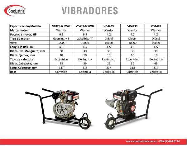 VIBRADOR A GASOLINA PARA CONCRETO - CONDUSTRIAL - VC429-6.5WG