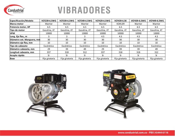 VIBRADOR A GASOLINA PARA CONCRETO - CONDUSTRIAL - VCF429-6.5WG