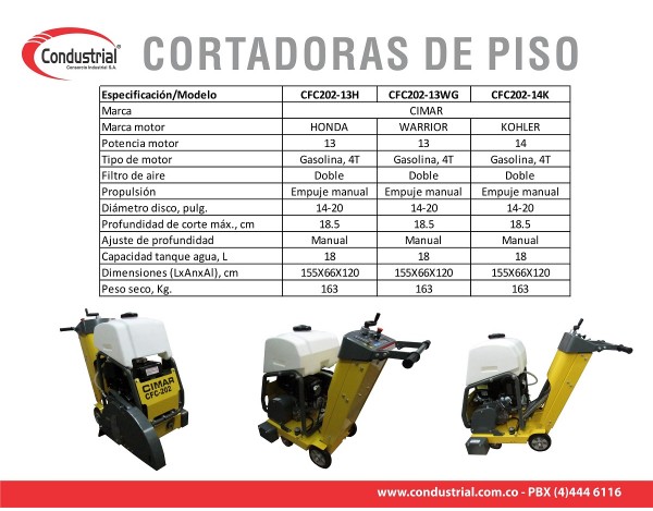CORTADORA DE PISO A GASOLINA 4T CIMAR CFC202-13WG
