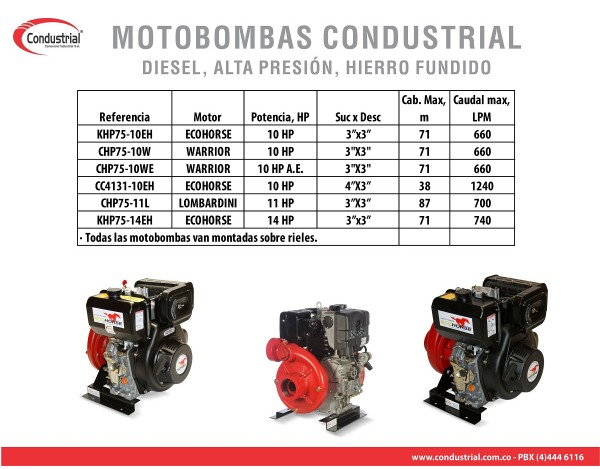 MOTOBOMBA DIESEL ALTA PRESION - CONDUSTRIAL - CHP75-11L