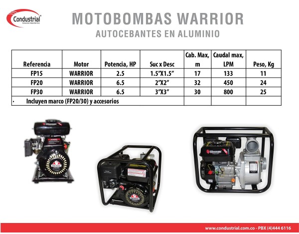 MOTOBOMBA A GASOLINA  AUTOCEBANTE WARRIOR FP15