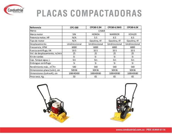 PLACA COMPACTADORA A GASOLINA - CIMAR - CPC60-6.5WG
