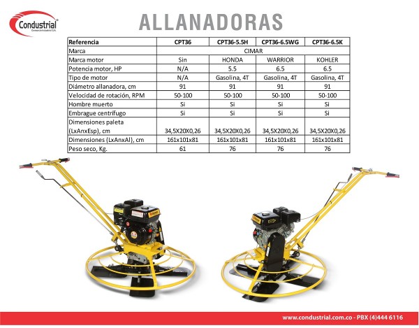 ALLANADORA A GASOLINA 4T - CIMAR - CPT36-6.5K