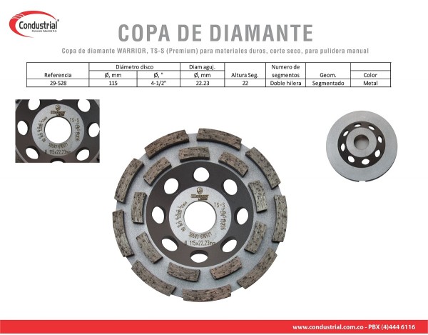 COPA DE DIAMANTE  WARRIOR, TS-S (Premium) 29-528