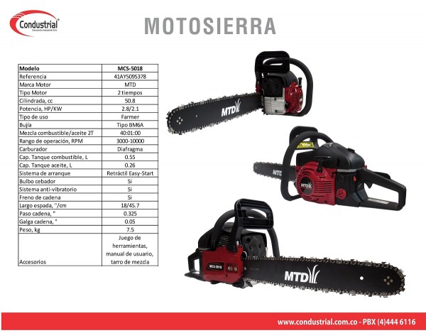 MOTOSIERRA MTD MCS-5018